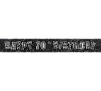 Unique Party noir/argent pailleté- Bannière pour le 70e anniversaire. SG13496 (2.74 mètres) (Noir/Argent)