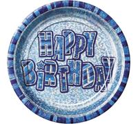 Unique Party - Paillettes - Assiette jetable "Prism", anniversaire pack de 8 - Papier SG23861 (taille unique) (Bleu)