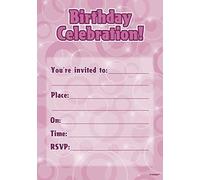 Unique Party - Paillettes - Invitations, anniversaire pack de 8 - carton SG24661 (taille unique) (rose)