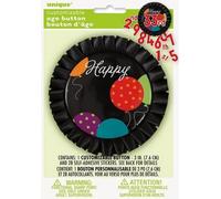 Unique Party - Personnalisable - Bouton, Set Joyeux Anniversaire SG26402 (Taille unique) (Noir)