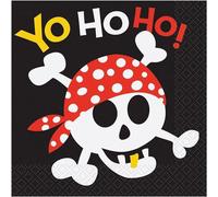 Unique Party - Pirat - Serviettes en papier "Yo Ho Ho" pack de 16 - Papier, 2 plis SG30808 (taille unique) (Noir/Blanc/Rouge)