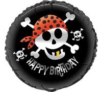 Unique Party - Pirate - Ballon en plastique, anniversaire - Film SG22885 (45,72 cm) (noir/blanc/orange)