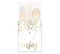 Unique Party- Pochettes à Couverts en Papier-Design Confetti Or-Paquet de 8, 75096, Multicolour