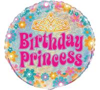 Unique Party - Princesse - Ballon en plastique, anniversaire - Film SG19713 (taille unique) (bleu/rose/jaune)