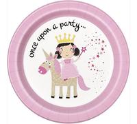 Unique Party - Princesse Licorne - Assiette de fête "Once Upon A Party" pack de 8 - Papier SG23252 (taille unique) (blanc/rose)