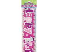 Unique Party - Prisma - Drapeau "Happy 1st Birthday" - Film SG38779 (taille unique) (Rose)