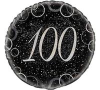 Unique Party - Prismatique - Ballon en plastique, 100ème anniversaire - Film SG37580 (taille unique) (noir/argent)