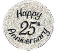 Unique Party - Rond - Ballon en plastique "Happy 25th Anniversary" - Film SG36710 (Taille unique) (Argent/Noir)