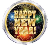 Unique Party - Rond - Ballon en plastique "Happy New Year" - Film SG29054 (taille unique) (Coloré)