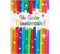 Unique Party - Rubans arc-en-ciel - Invitations "Joyeux Anniversaire" pack de 8 SG23594 (taille unique) (Coloré)