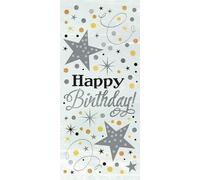 Unique Party - Sacs cadeaux, paillettes, cellophane, Joyeux anniversaire - Pack de 20 SG38472 (taille unique) (Argent)