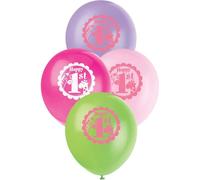 Unique Party - Safari - Ballons, latex, 1er anniversaire pack de 8 SG23737 (taille unique) (rose/vert/violet)