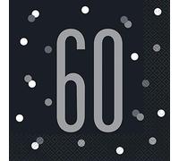 Unique Party- Serviettes de Table en Papier, 83548, Noir et argenté