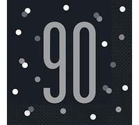 Unique Party- Serviettes de Table en Papier, 83551, Noir et argenté