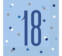 Unique Party- Serviettes de Table en Papier, 83555, Bleu/argenté