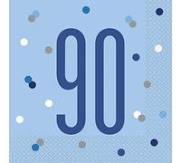 Unique Party- Serviettes de Table en Papier, 83563, Bleu/argenté