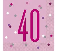 Unique Party- Serviettes de Table en Papier, 83570, Rose/argenté