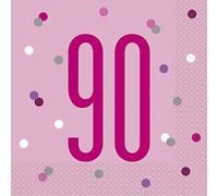 Unique Party- Serviettes de Table en Papier, 83575, Rose/argenté