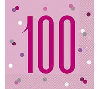 Unique Party- Serviettes de Table en Papier, 83576, Rose/argenté