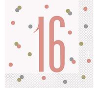 Unique Party- Serviettes de Table en Papier, 84879, Rose Gold