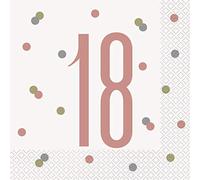 Unique Party- Serviettes de Table en Papier, 84880, Rose Gold