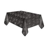Unique Party- Spider Web Rectangular Plastic Table Cover | 54" x 84" | 1 Pc Nappe rectangulaire en Plastique Motif Toile d'araignée | 137,2 x 213,4 cm | 1 pièce, Imprimé, 51003, Noir, 84" x 54"