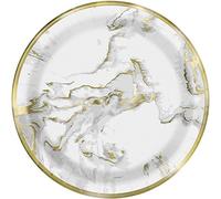 Unique Party Supplies Lot de 10 assiettes en carton - 18 cm - Motif marbre doré - 73904