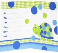 Unique Party - Tortue - Invitations, 1er anniversaire pack de 8 - Papier SG16611 (taille unique) (bleu ciel/bleu/vert clair/blanc)