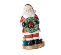 Unique Père Noël tenant une couronne d'arbre ours poupée statue de table livre étagère résine miniature figurine de Noël vacances ornement résine Père Noël figurine ornement