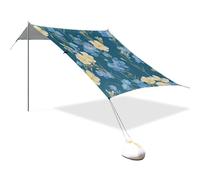 Unique Phlox Tente de plage stable UPF50+ facile à installer avec poteaux robustes, sacs de sable et pelle pour le camping, la pêche, le plaisir du jardin