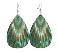Unique Roof Boucles d'oreilles en cuir en forme de larme pour femme - Boucles d'oreilles pendantes légères en PVC avec crochets en argent 925, imprimés double face | Cadeau hypoallergénique