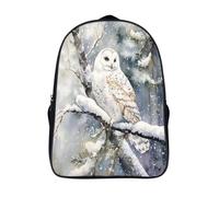 unique sac à dos de loisirs 2 compartiment animal sac d'école loisirs chouette des neiges perchée 3d imprimé sac à dos d'école-16,12 ans et plus pour les voyages les affaires