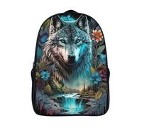unique sac à dos léger et décontracté art fantastique pour garçon filles étudiant école scolaire sacs d'école loup bleu imprimé en 3d sacs à dos 2 compartiment-16,pour l'école les voyages affaires