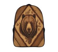 unique sac scolaire de voyage pour adolescent et adulte rustique des bois 3d imprimé sac à dos d'école 2 compartiment visage d'ours unisexe sac à dos loisirs-16,pour les voyages les affaires