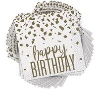 Unique- Serviettes de Table Classiques | Motif confettis dorés | 16 CT, 78432, Multicolore