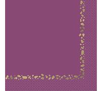 Unique- Serviettes en Papier Estampées-16,5 cm-Fête Moderne Or & Violet-16 Pièces (Lot de 1), 26222, Multicolour