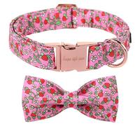 Unique style paws Collier d'été pour chien avec nœud papillon rose fraise - Collier et laisse pour collier anti-mouches - Large chaîne - Cadeau pour petits, moyens et grands chiens - Taille XS