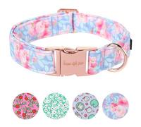 Unique style paws Collier d'été pour chien Bleu Harnais Colliers et laisses pour collier Fleur rose Chien Chaîne large Collier pour chien Collier étrangleur Cadeaux pour petits moyens grands chiens XS