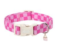 Unique style paws Collier pour chien vichy rose, collier réglable en coton avec breloque cupcakes, boucle à dégagement rapide, anneau en D en métal robuste, joli collier pour chiens de petite, moyenne