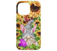 Unique Sunflower Motif for Women with Bunny GNOME for Easter Coque pour iPhone 14 Pro Max