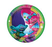 Unique Trolls 79694 Lot de 8 assiettes à dessert rondes en carton Multicolore