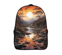 unique voyage sac dos coucher de soleil cartable fille primaire 2 compartiment vue sur la rivière sac d'école imprimé en 3d-16,12 ans et plus pour les voyages les affaires