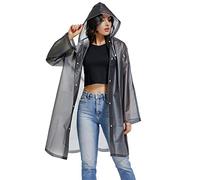 UniqueBella Imperméable transparent et réutilisable Poncho d'urgence avec capuche et manches Unisexe Adulte M Black M