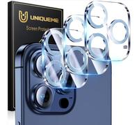 UniqueMe 3 Pièces Caméra Arrière Protecteur Compatible avec iPhone 15 Pro/15 Pro Max, Ultra HD Caméra Protection, 9H Dureté, Ultra Résistant Film Verre Trempé, Facile à Installer-Gris cendré