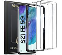 UniqueMe 3 Pièces Verre Trempé pour Samsung Galaxy S21 FE Protection Ecran, Protection de Positionnement, HD Transparent, Compatible avec ID d'empreintes Digitales