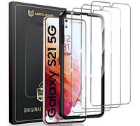 UniqueMe 3 Pièces Verre Trempé pour Samsung Galaxy S21 Protection Ecran, Protection de Positionnement, HD Transparent, Compatible avec ID d'empreintes Digitales