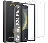 UniqueMe 3 Pièces Verre Trempé pour Samsung Galaxy S24 Plus Protection Ecran, Protection de Positionnement, HD Transparent, Compatible avec ID d'empreintes Digitales