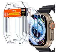 UniqueMe 4 Pièces Verre Trempé pour Apple Watch Ultra/Ultra 2 49 mm, Qualité Militaire Indestructible, 10x Résistant aux Rayures, Sans Bulles,Protection d'écran Pour Apple Watch Ultra Film