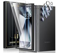 UniqueMe 4 Pièces Verre Trempé pour Samsung Galaxy S24 Ultra Protection, 2 Pièces Protection Ecran 2 Pièces Verre Trempé Protection d'objectif, Compatible avec ID d'empreintes Digitales