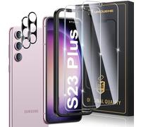 UniqueMe 4 Pièces Verre Trempé pour Samsung S23 Plus Protection, 2 Pièces Protection Ecran 2 Pièces Verre Trempé Protection d'objectif, Compatible avec ID d'empreintes Digitales